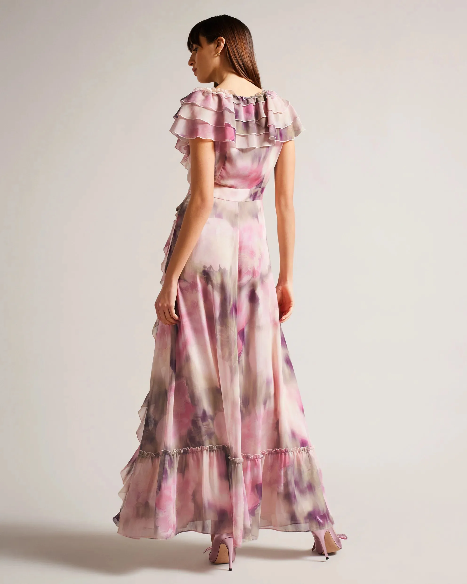 Ted Baker Karenie Frilled Floral Maxi Dress | Coral