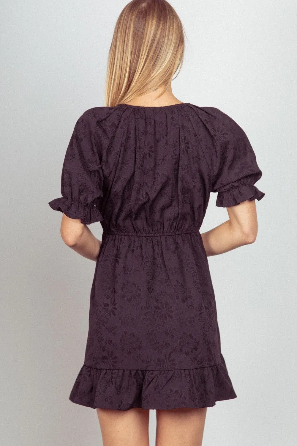 Textured Woven Ruffled Mini Dress