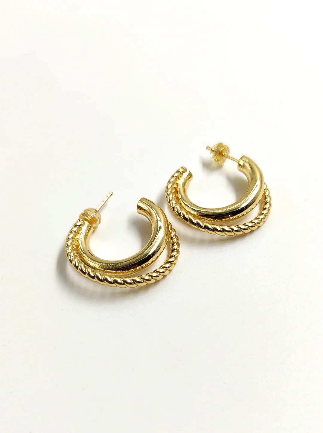 Twisted 18K Gold Plated Anti-Tarnish Hoop Earrings by Ornaio