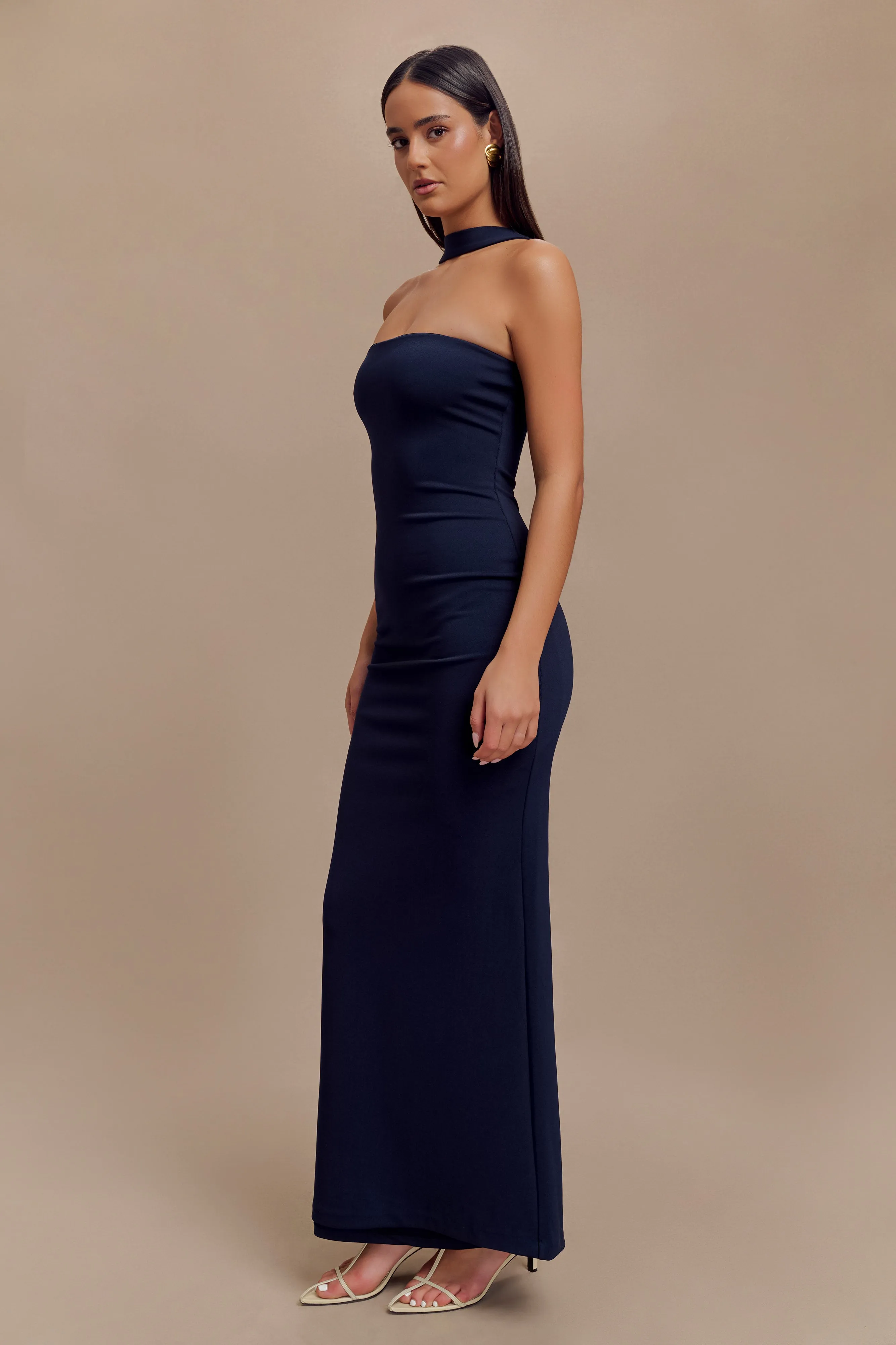 Velma Halter Collar Maxi Dress - Dark Navy