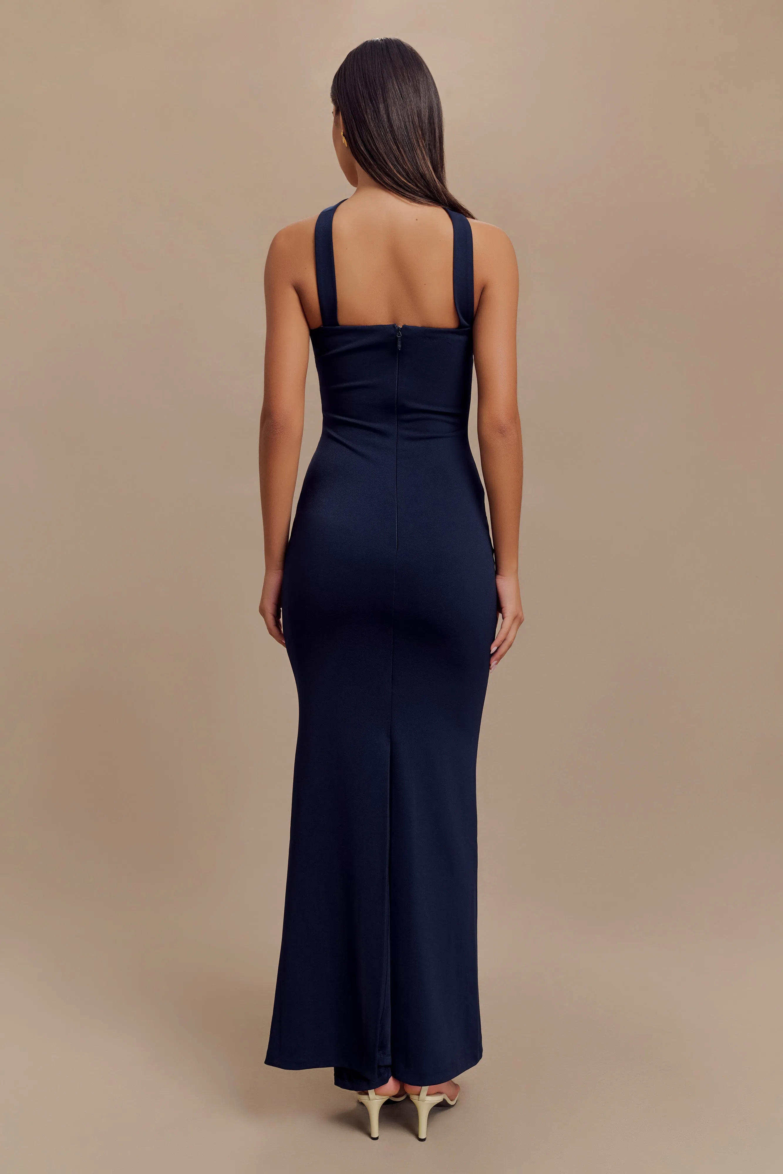 Velma Halter Collar Maxi Dress - Dark Navy