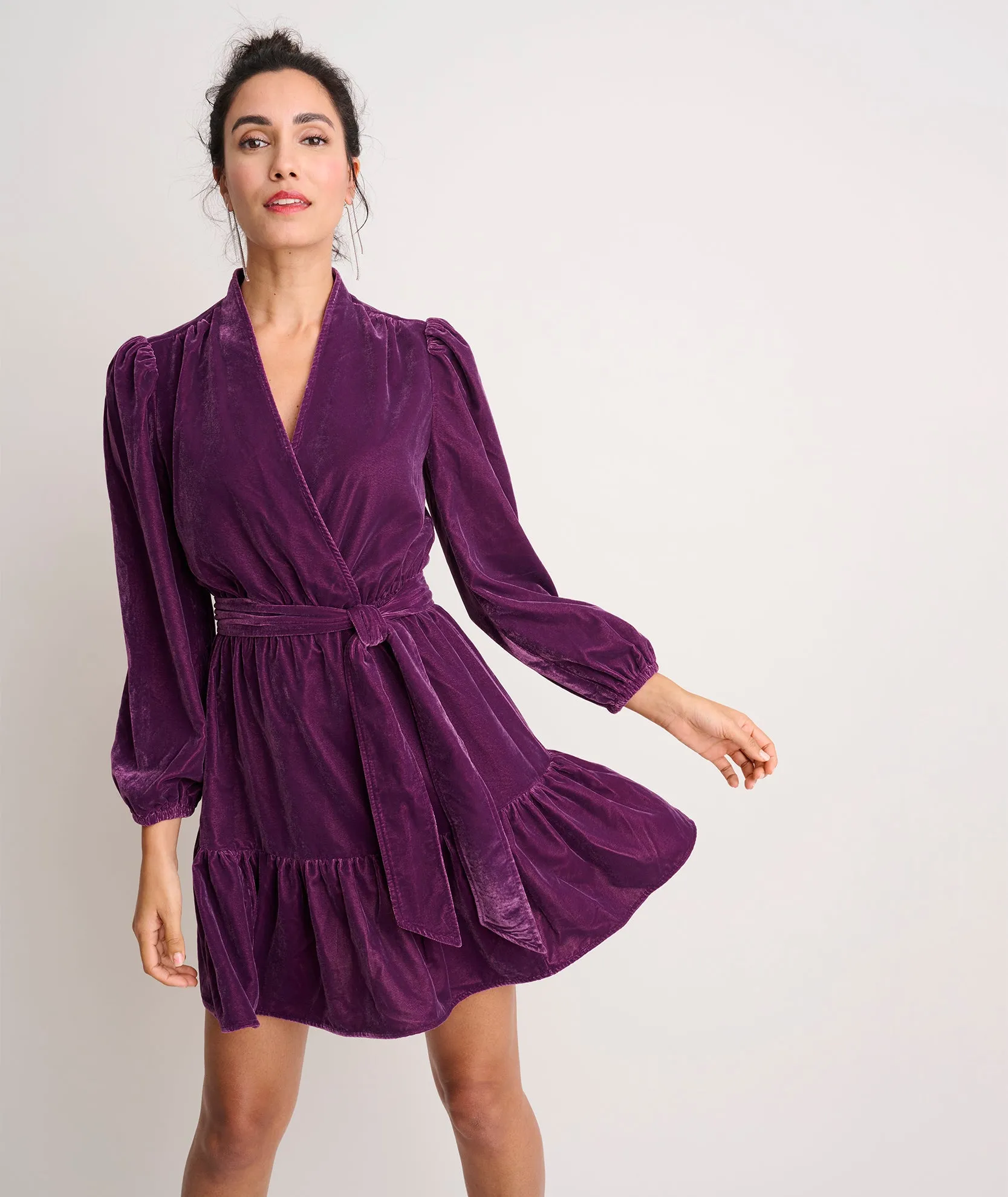 Velvet Flounce Hem Amy Dress - FINAL SALE