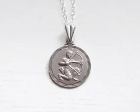 Vintage Silver Sagittarius Charm Necklace