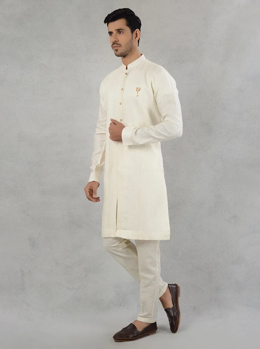 White & Peach Sherwani | TULA