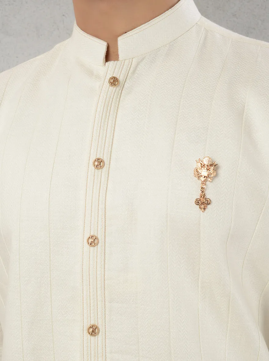 White & Peach Sherwani | TULA