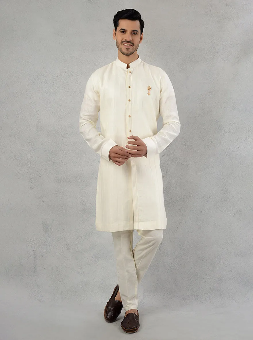 White & Peach Sherwani | TULA