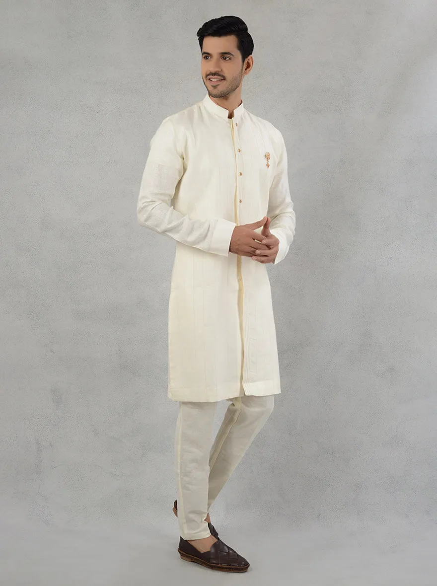 White & Peach Sherwani | TULA