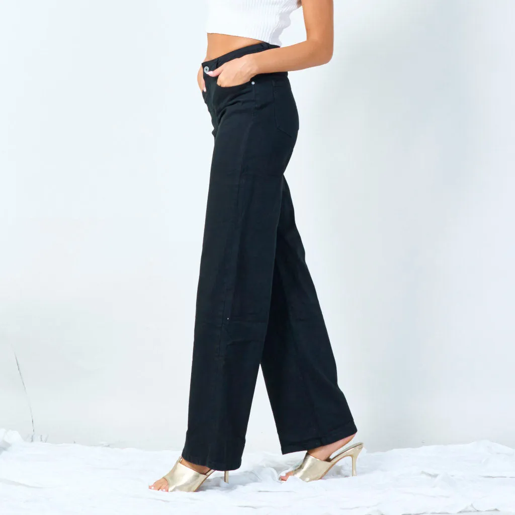 Wide-leg white denim pants wholesale