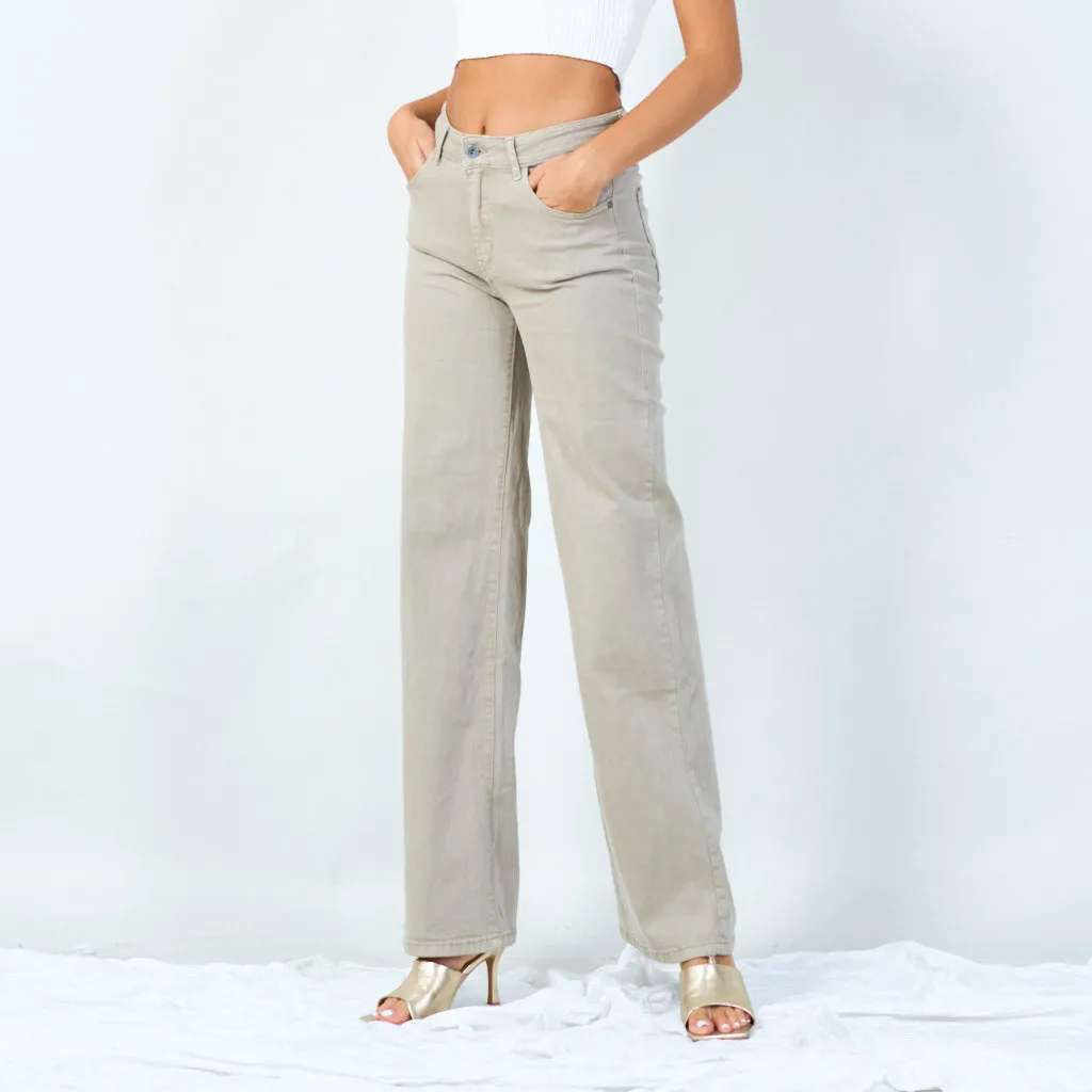 Wide-leg white denim pants wholesale