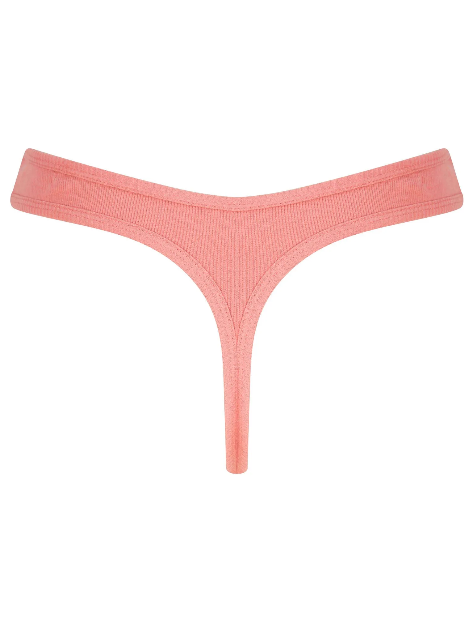 Willow (5 Pack) Ribbed Cotton Assorted Thongs in Peach Puree / Cradle Pink / Mauveglow / Mesa Rose / Stripe - Tokyo Laundry