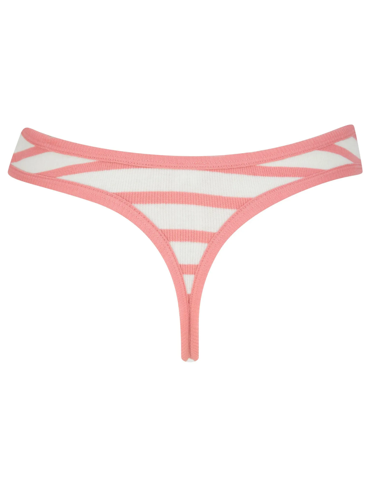 Willow (5 Pack) Ribbed Cotton Assorted Thongs in Peach Puree / Cradle Pink / Mauveglow / Mesa Rose / Stripe - Tokyo Laundry