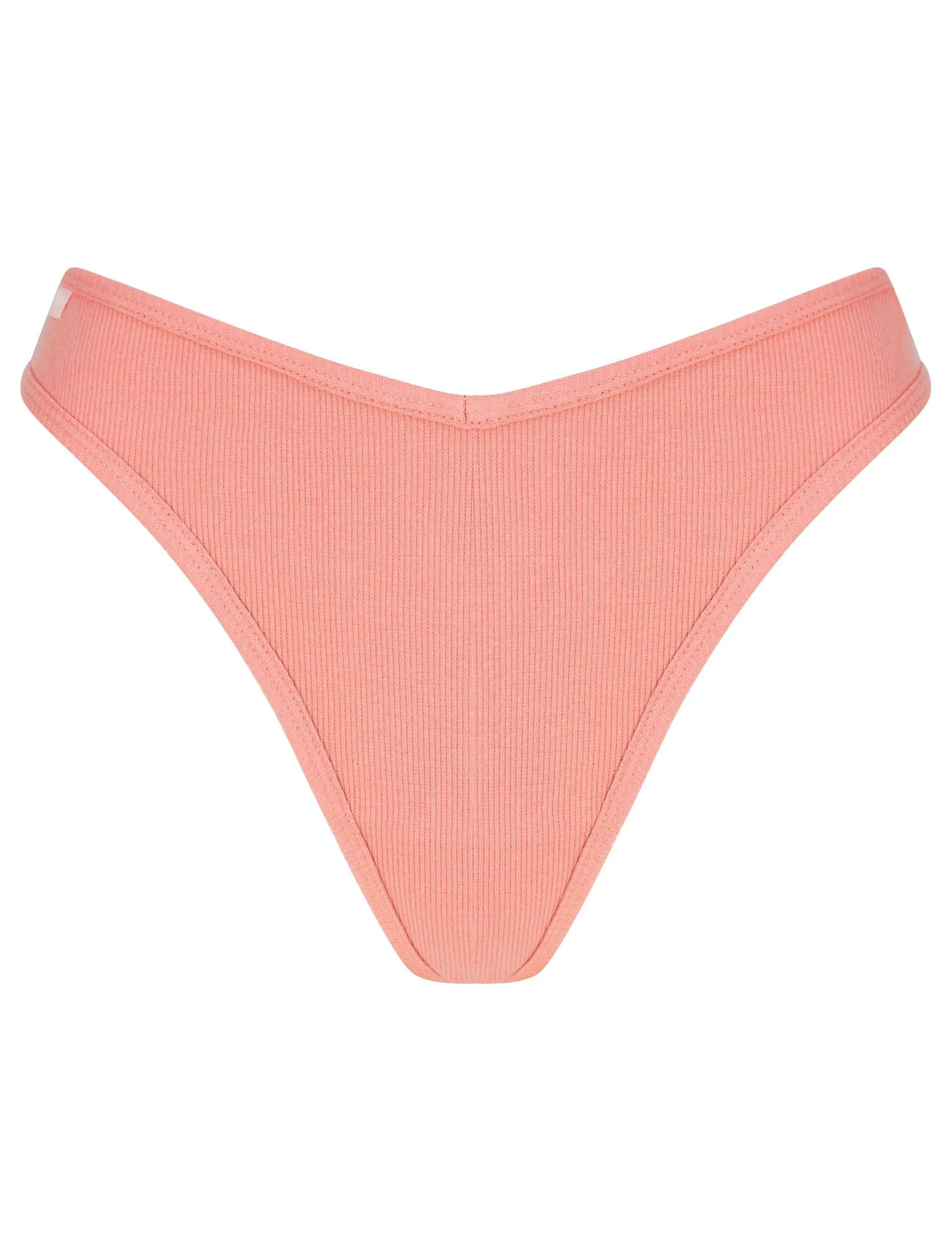 Willow (5 Pack) Ribbed Cotton Assorted Thongs in Peach Puree / Cradle Pink / Mauveglow / Mesa Rose / Stripe - Tokyo Laundry