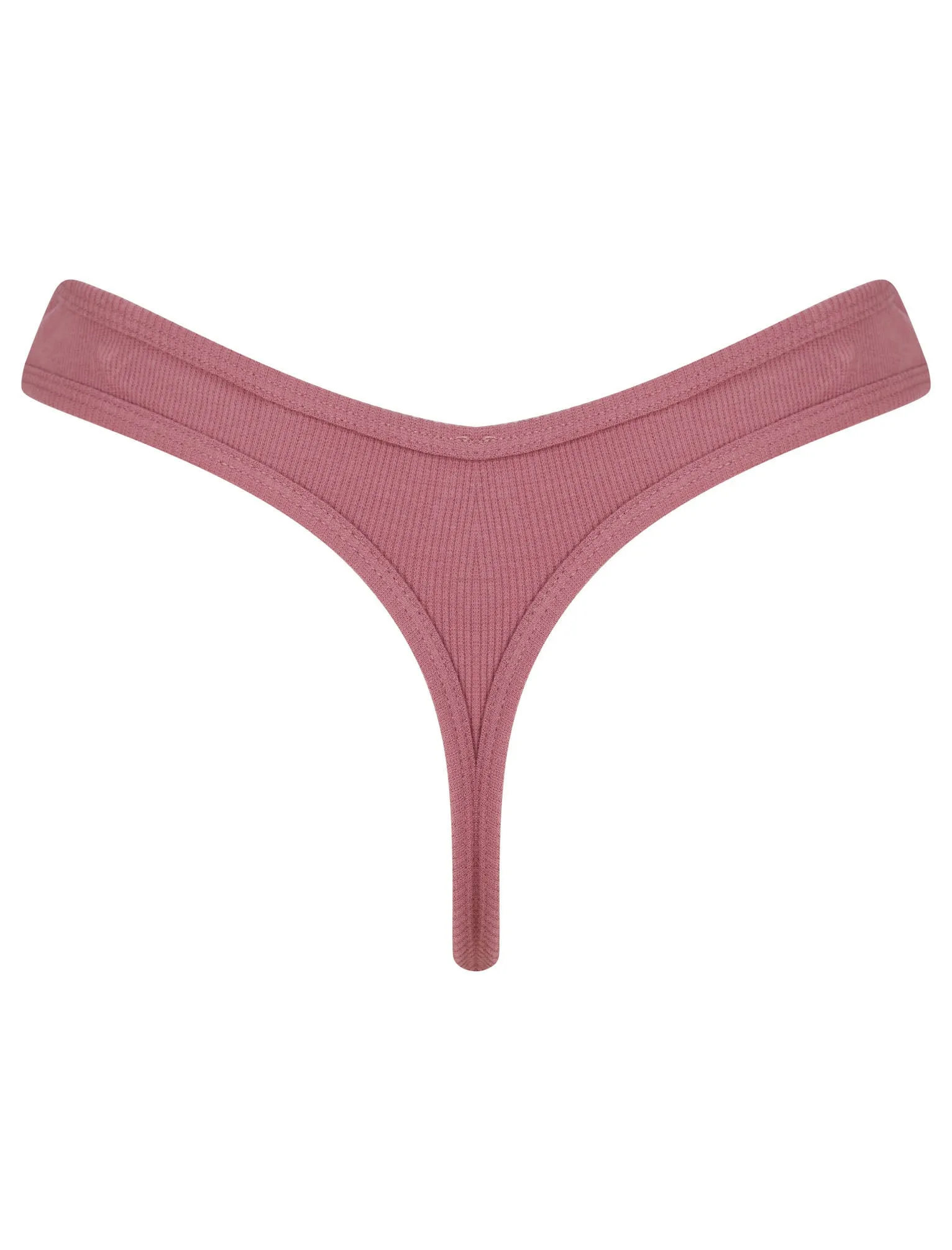 Willow (5 Pack) Ribbed Cotton Assorted Thongs in Peach Puree / Cradle Pink / Mauveglow / Mesa Rose / Stripe - Tokyo Laundry