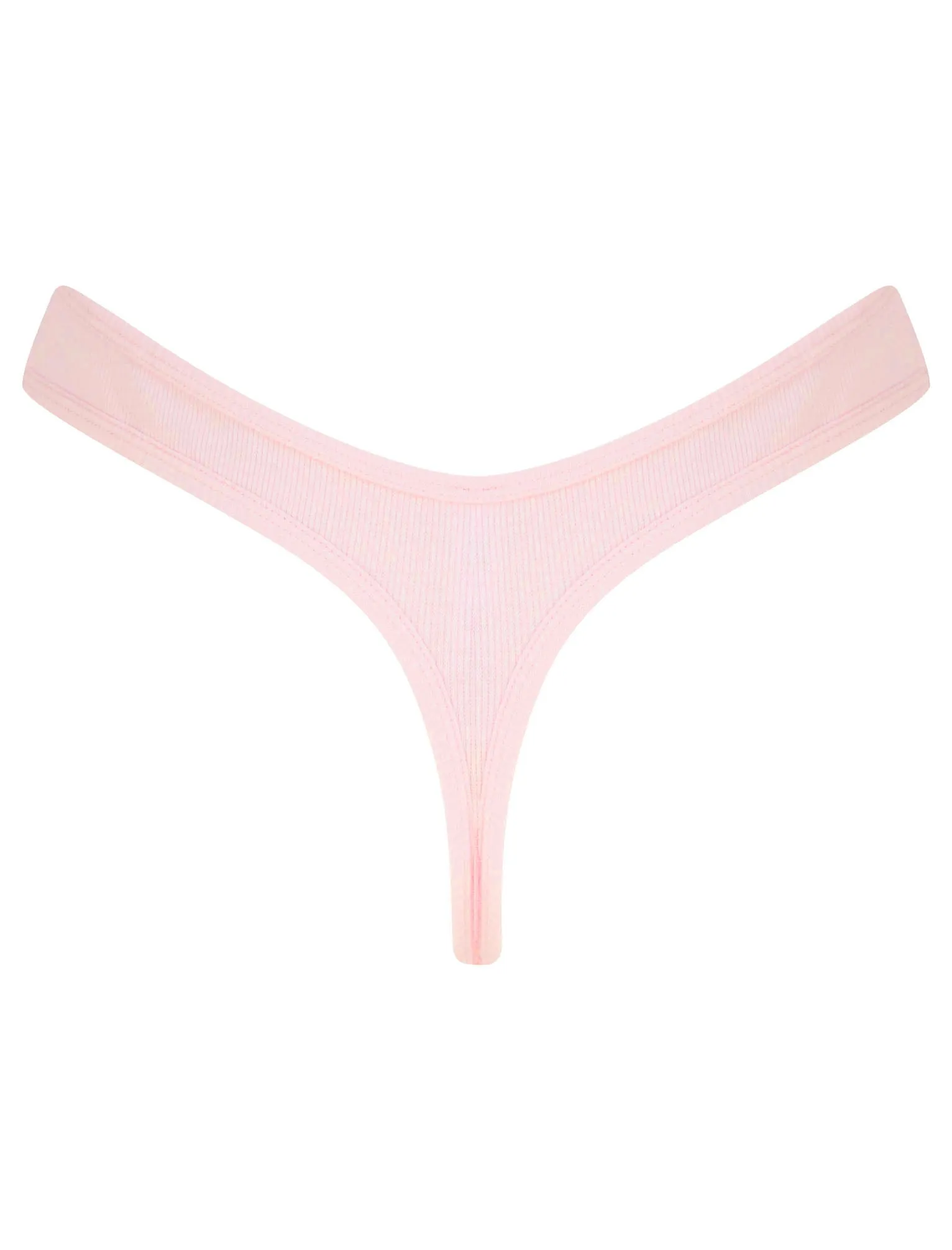 Willow (5 Pack) Ribbed Cotton Assorted Thongs in Peach Puree / Cradle Pink / Mauveglow / Mesa Rose / Stripe - Tokyo Laundry