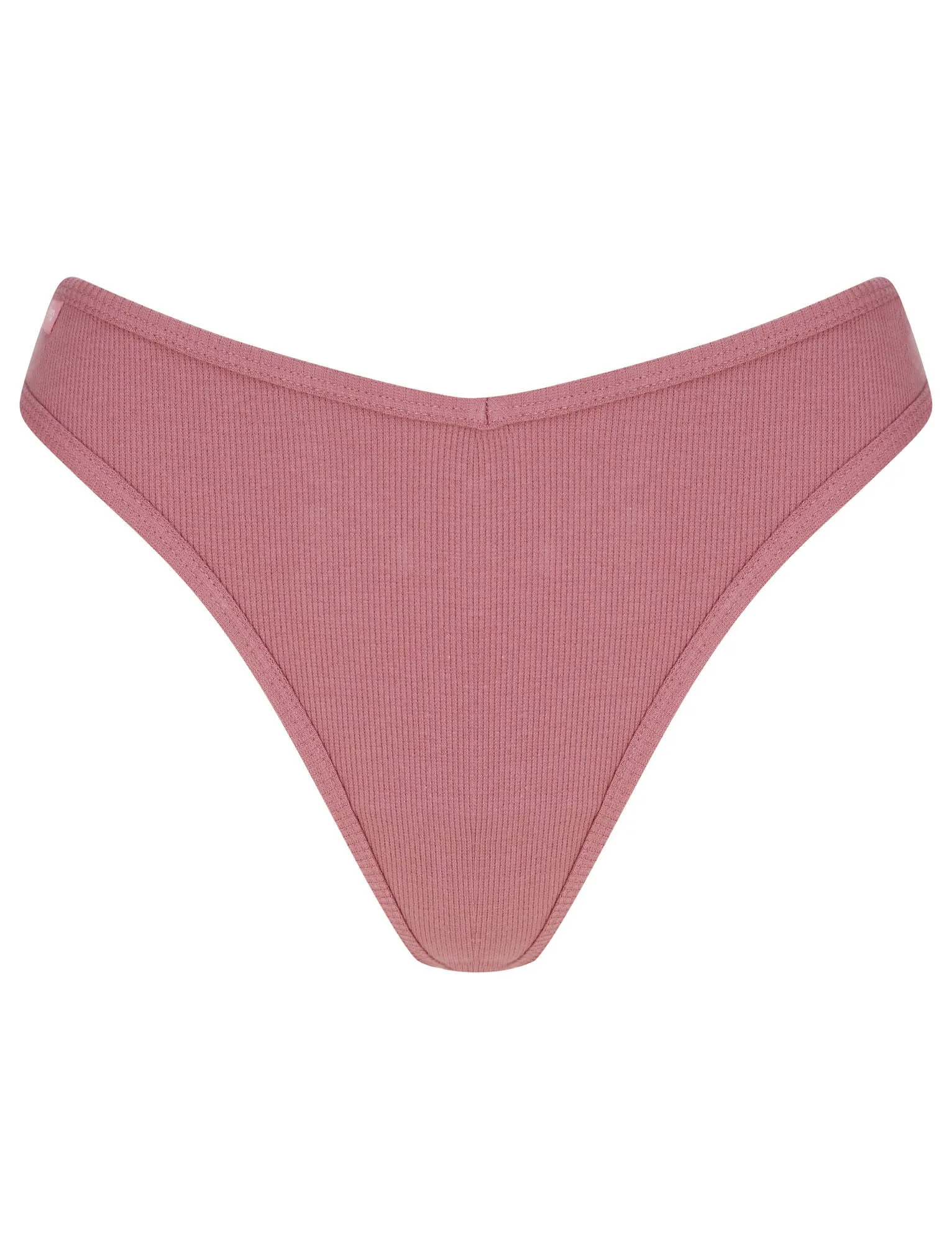 Willow (5 Pack) Ribbed Cotton Assorted Thongs in Peach Puree / Cradle Pink / Mauveglow / Mesa Rose / Stripe - Tokyo Laundry