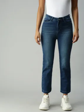 Women Solid Blue Relaxed Fit Denim Jeans