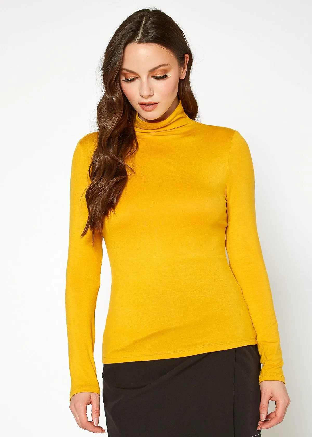 Women's Long Sleeve Turtle Neck Fitted Top