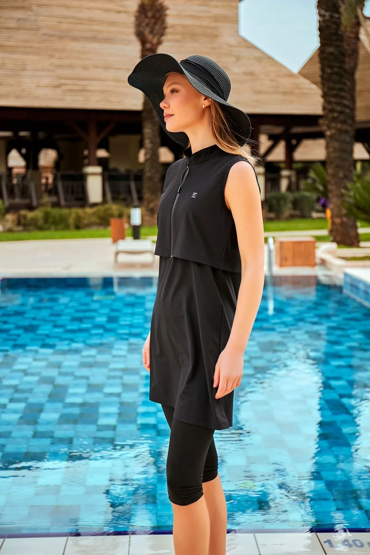 Woven Black Half Coverage Swimsuit M2458